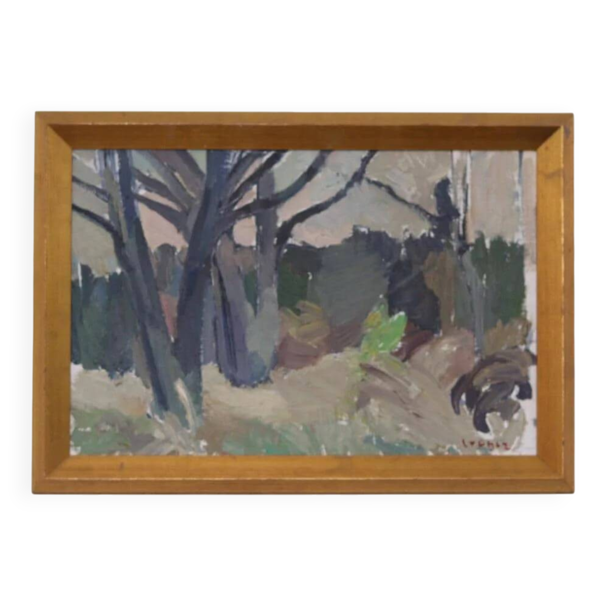 Mid Century Swedish Oil on Panel – “Abstract Woodland” by Bengt Crantz