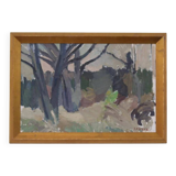 Mid Century Swedish Oil on Panel – “Abstract Woodland” by Bengt Crantz