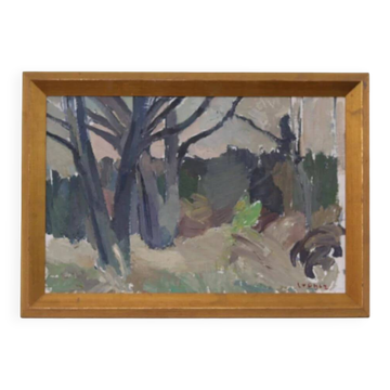 Mid Century Swedish Oil on Panel – “Abstract Woodland” by Bengt Crantz