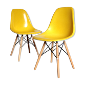 Pair of Yellow DSW Chairs by Charles and Ray Eames for Herman Miller