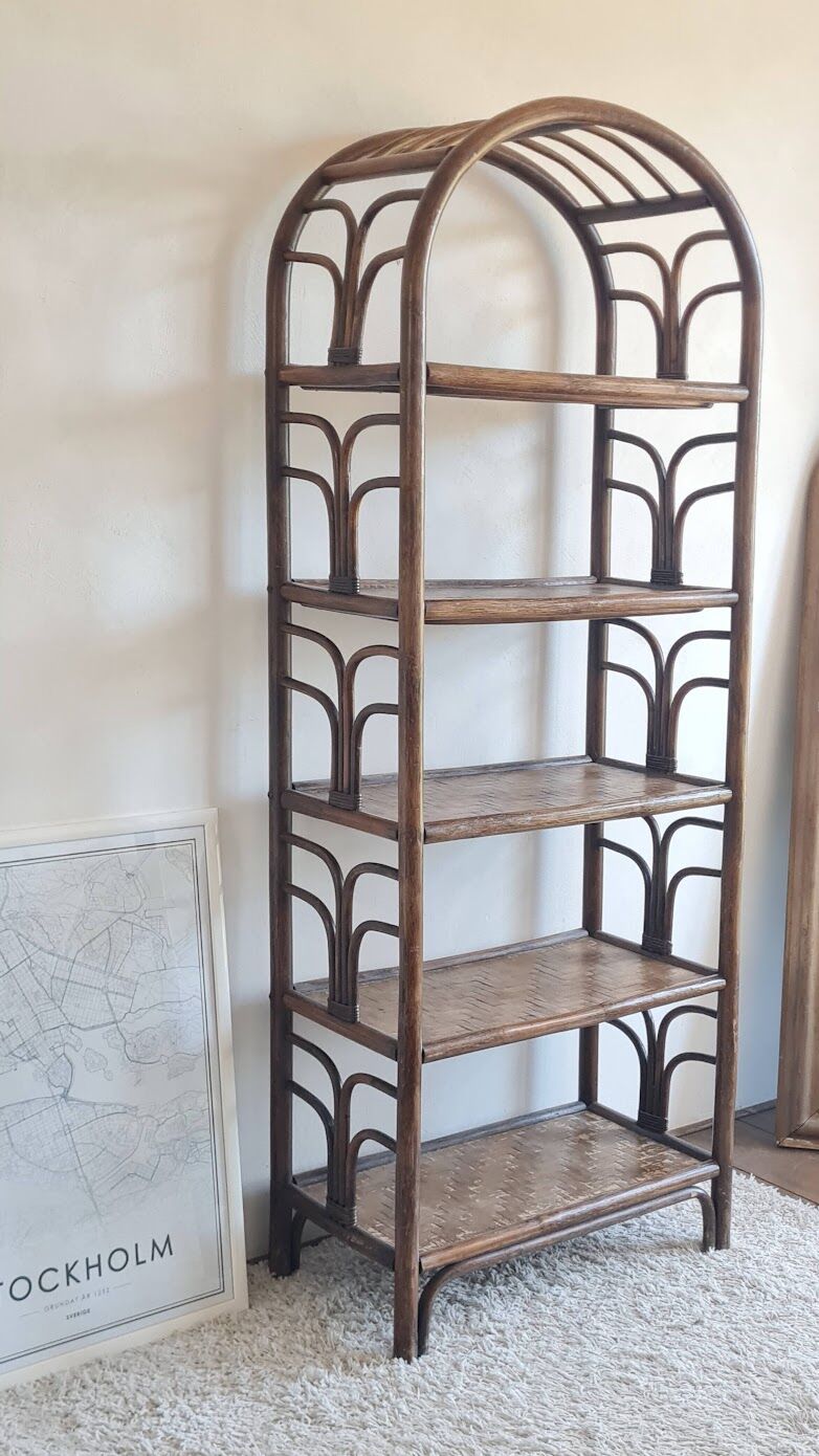 Vintage rattan library from the 70s
