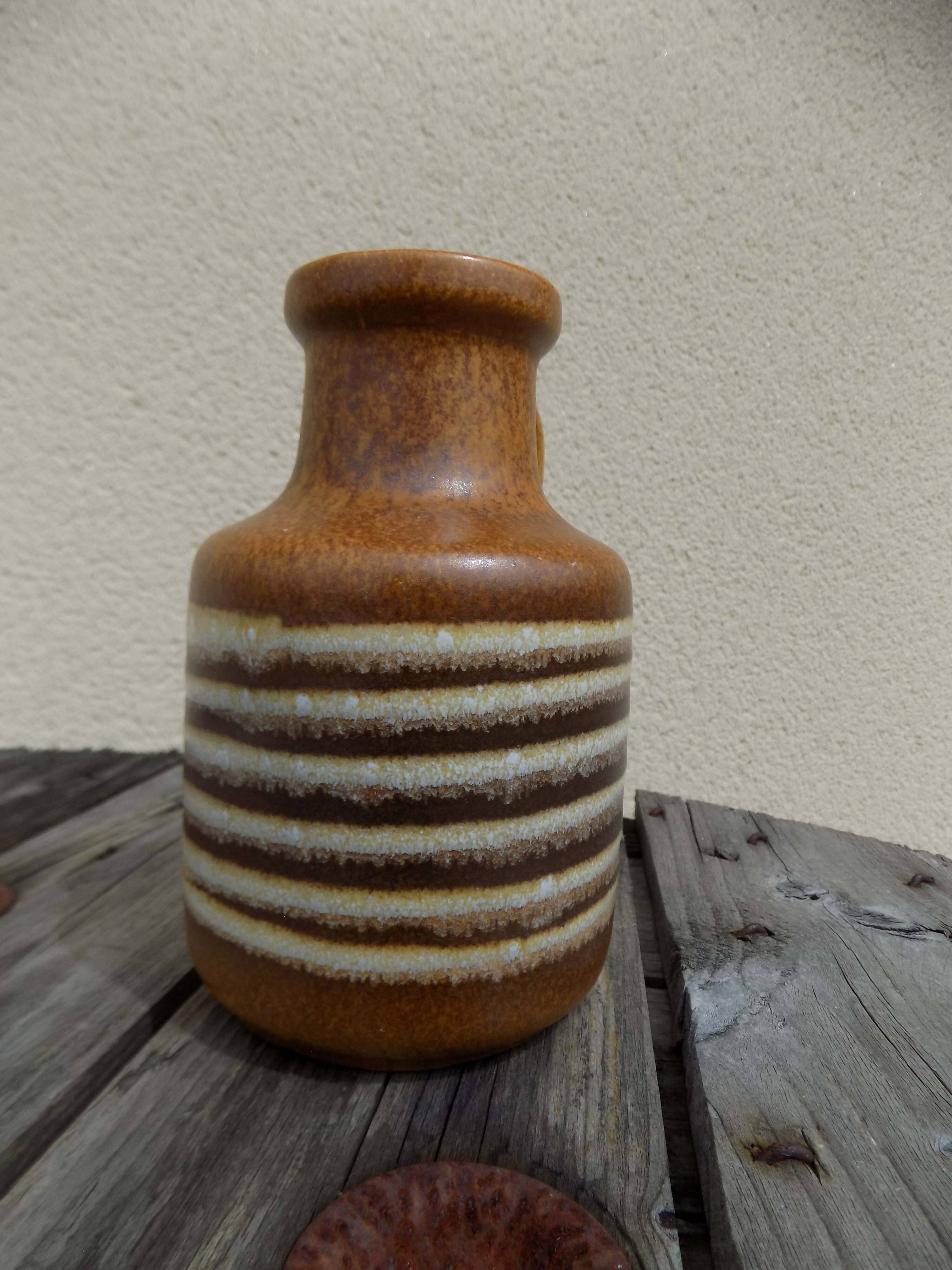 Striped stoneware vase