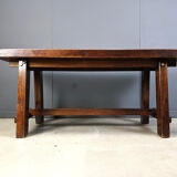Solid wood brutalist dining table, 1960s