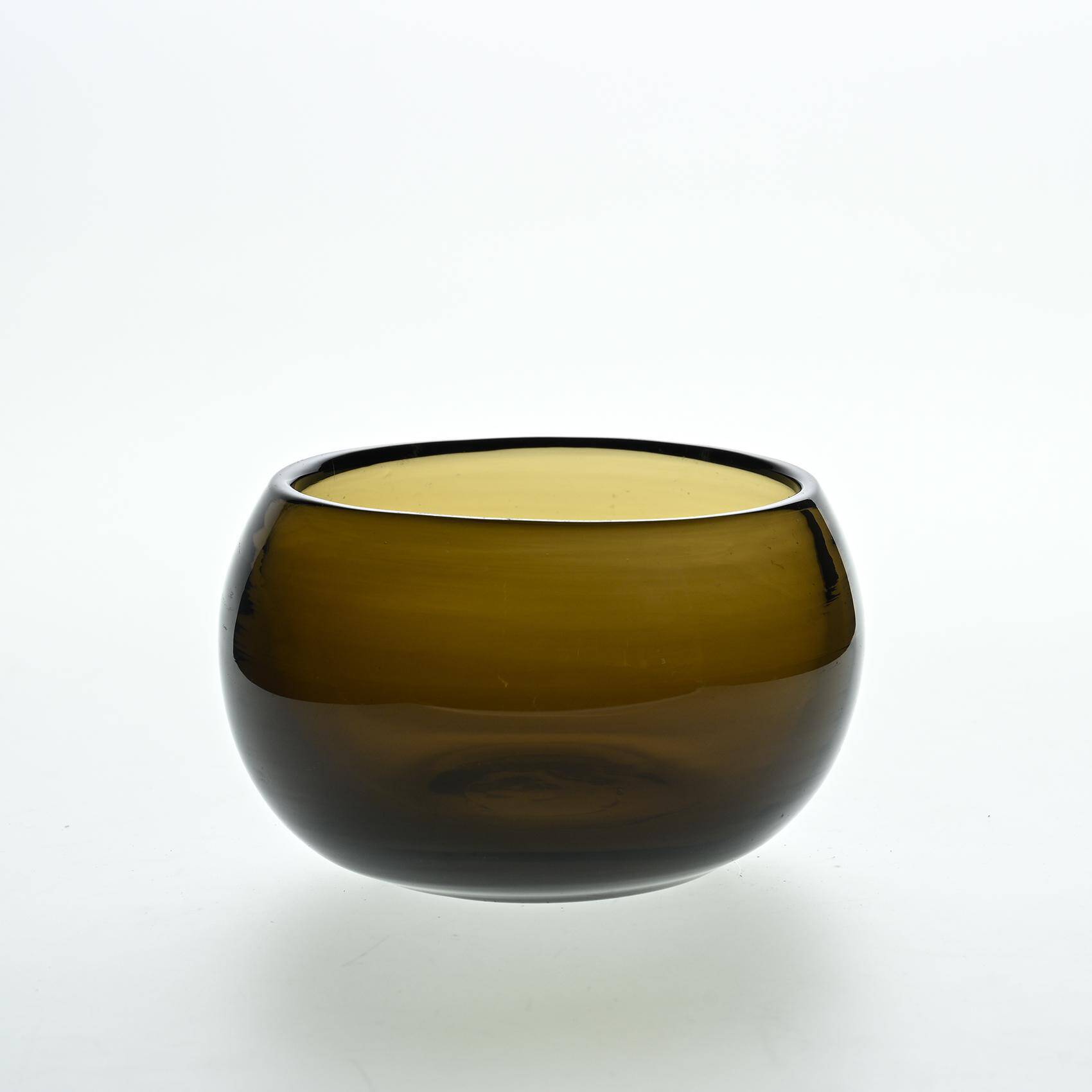 Small amber blown glass container by Claude Morin, Dieulefit circa 1970