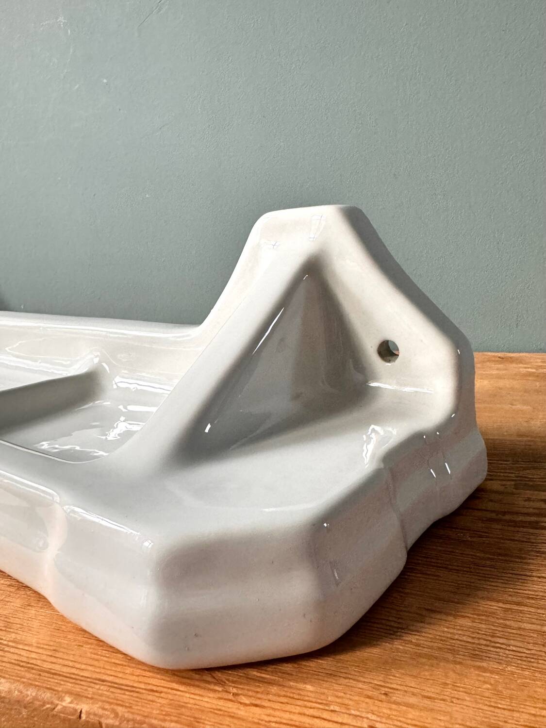 Large Art Deco wall shelf in white porcelain
