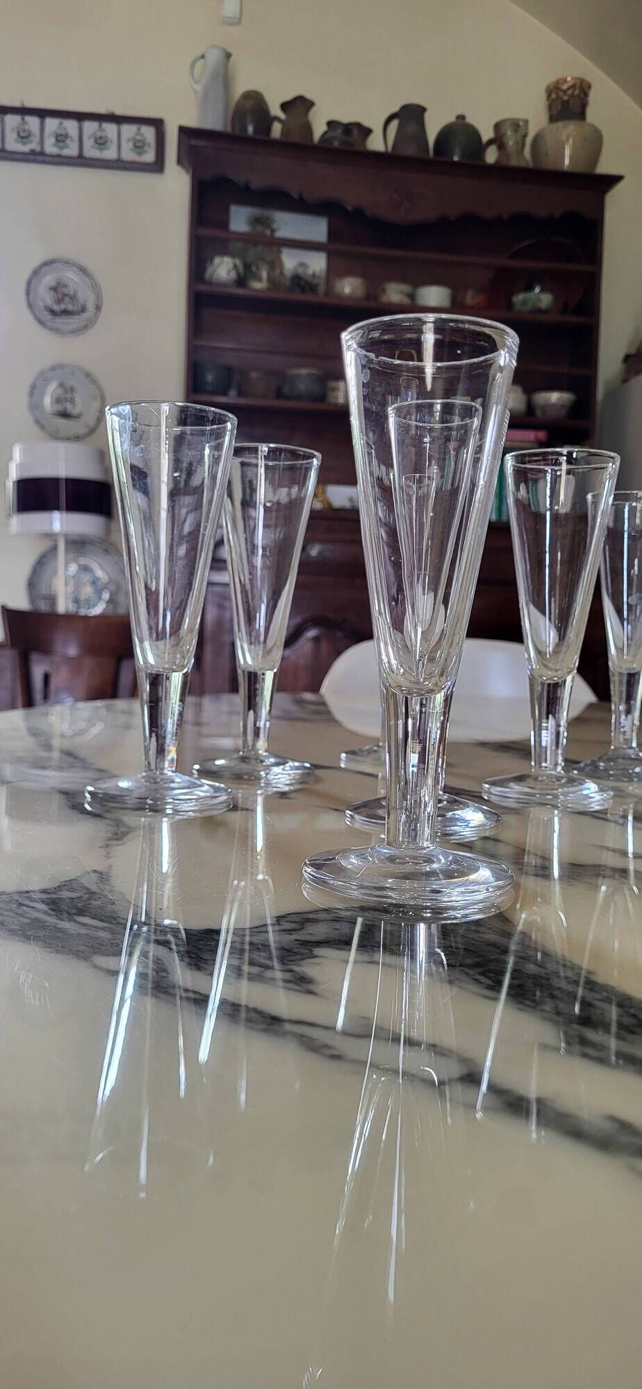 8 flûtes à champagne en cristal - XIXème