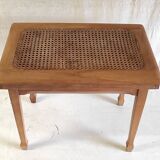 Solid wood and cane side table - mid 20th century