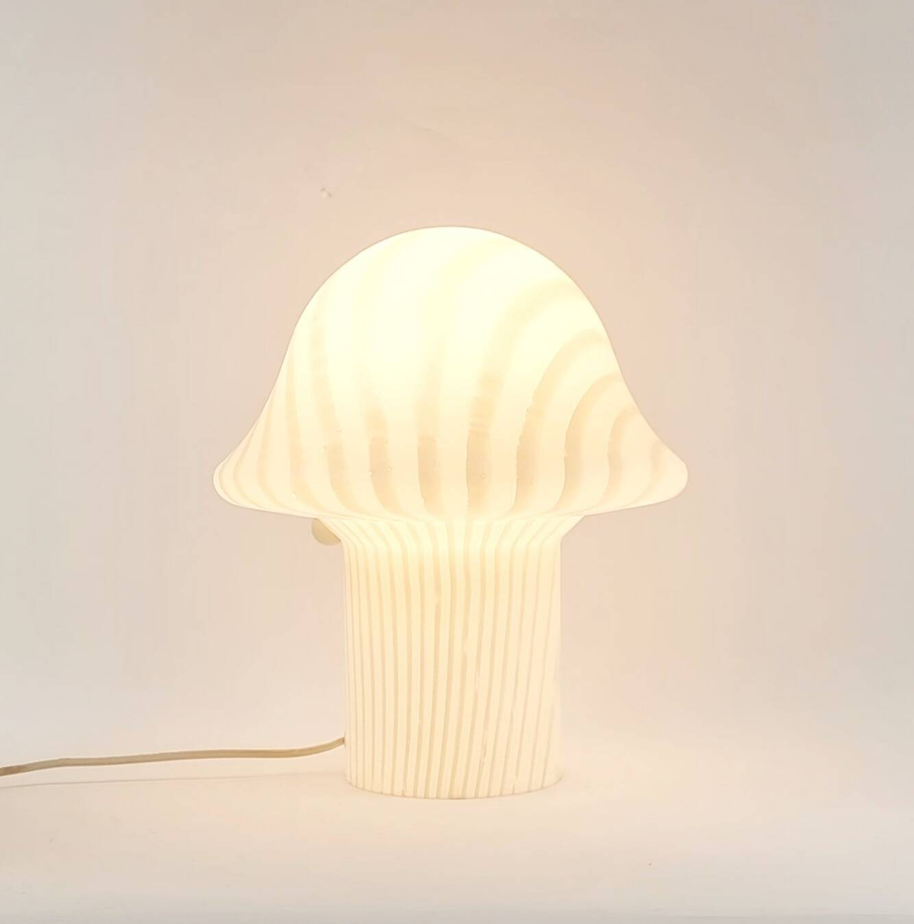 Large Mid Century Space Age Glass Mushroom Table Lamp from Peill & Putzler, Germany, 1970s