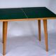 Table de bridge a systeme 1960 chêne clair tissu vert