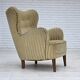 1960s, Danish armchair, light green furniture velour, beech wood.