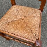 Solid oak chair with rush seat farmhouse style