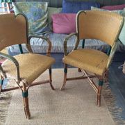 Paire de fauteuils en rotin