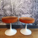 Pair of 1970s tulip stools in velvet