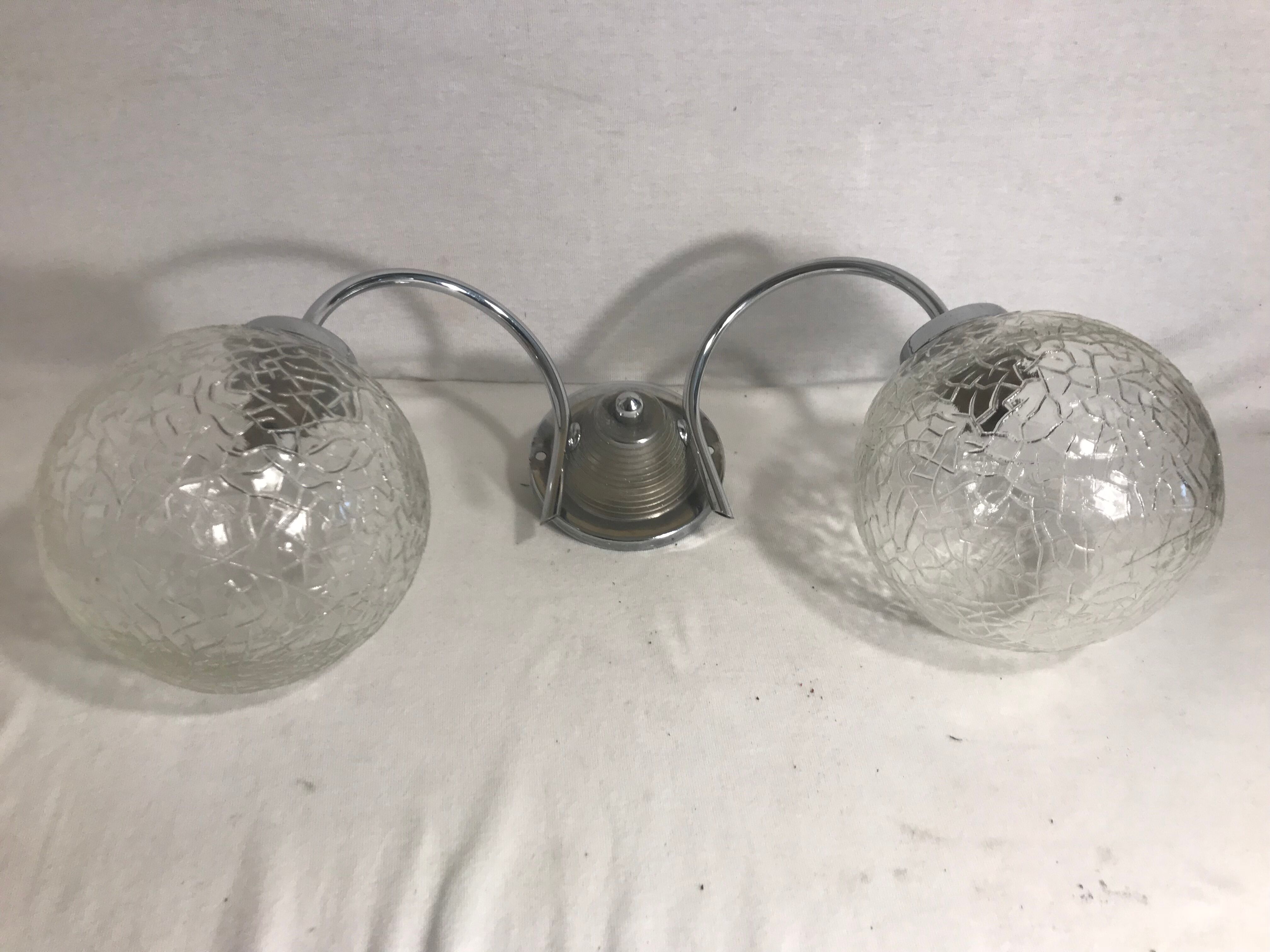 Apply double ball glass chrome metal stand 70s vintage