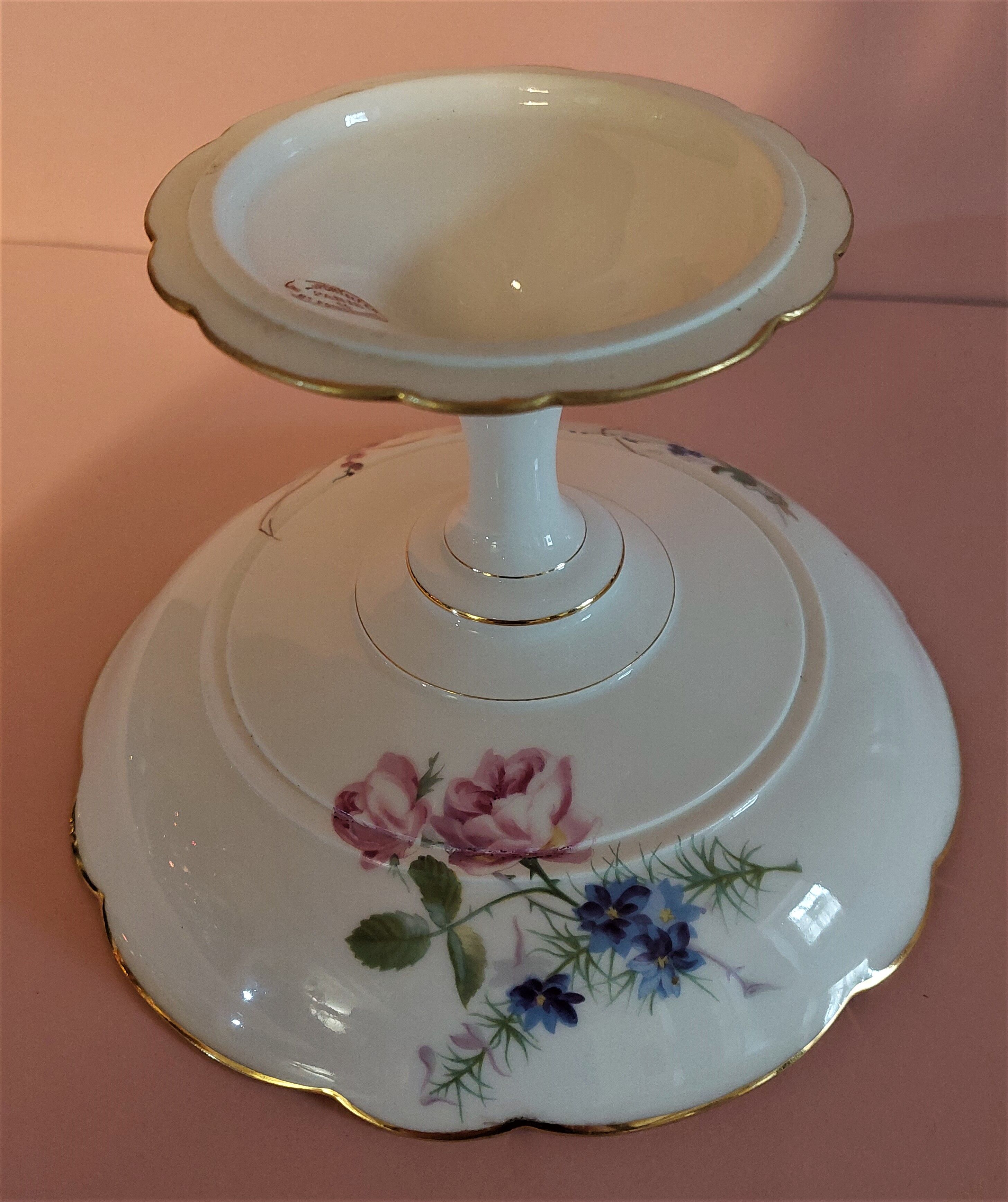 Porcelain compotier monogram gold store of the iron bridge Paris