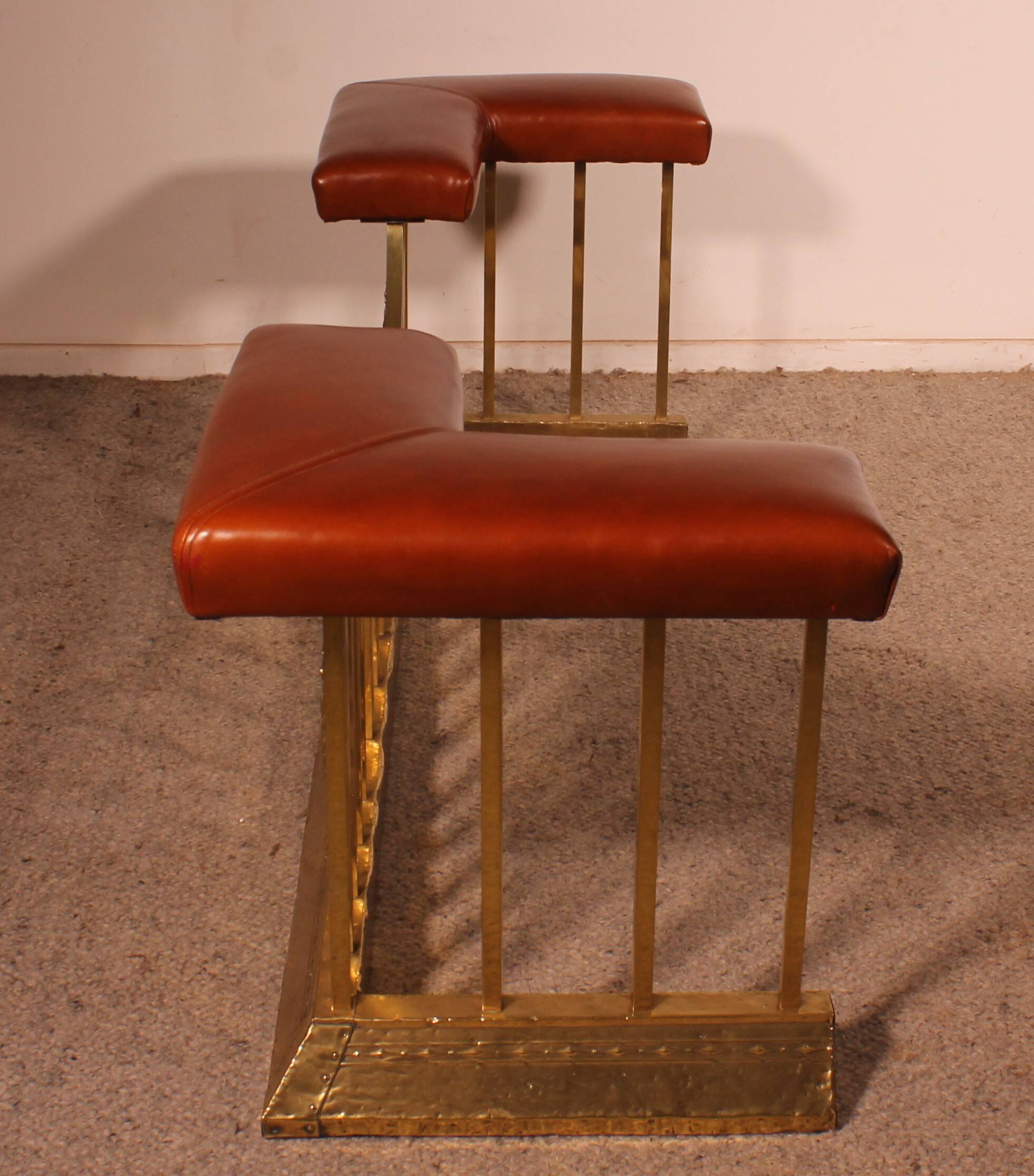 early 19th century fender club fireplace bench in brass and c
