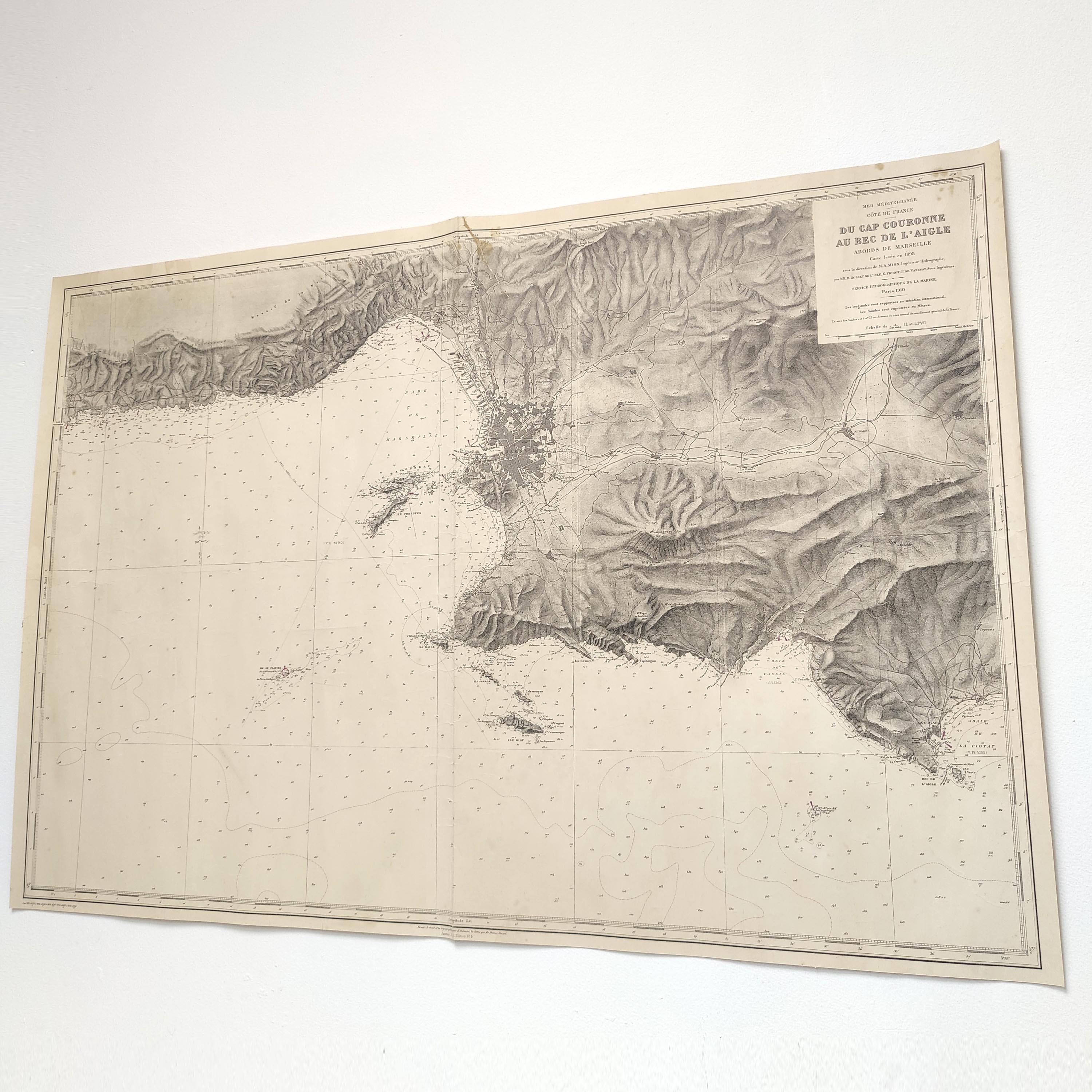 Map of Marseille Méditerranée 1950