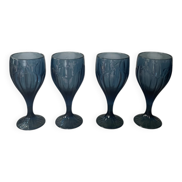 Set of four wine glasses model "Sky Blossoms" by Lenox Art Nouveau style.