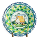 Vintage Italian large salad bowl in hand-painted ceramic with a house and palm trees.