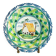 Vintage Italian large salad bowl in hand-painted ceramic with a house and palm trees.