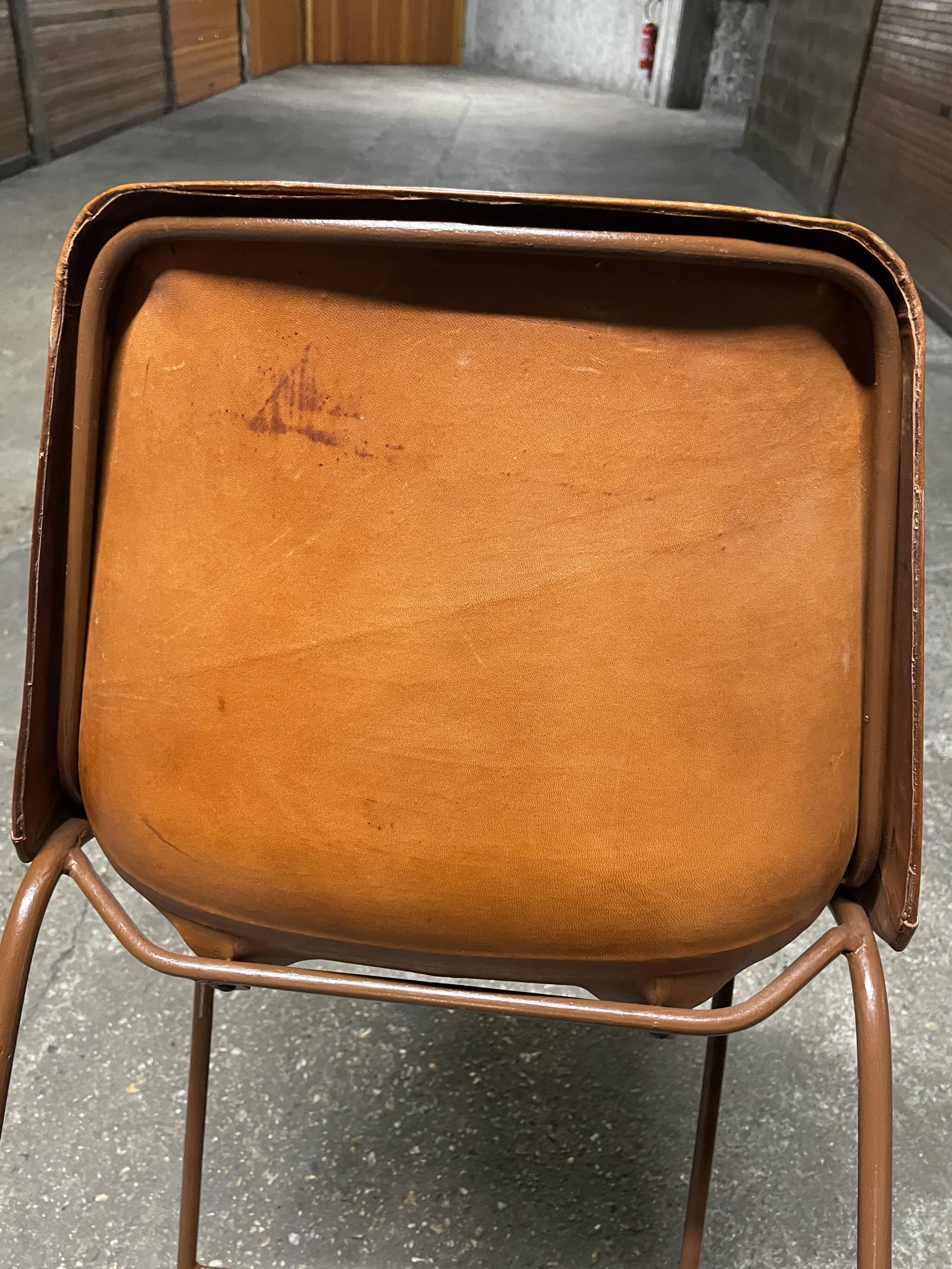 Vintage bar chair goat leather brown
