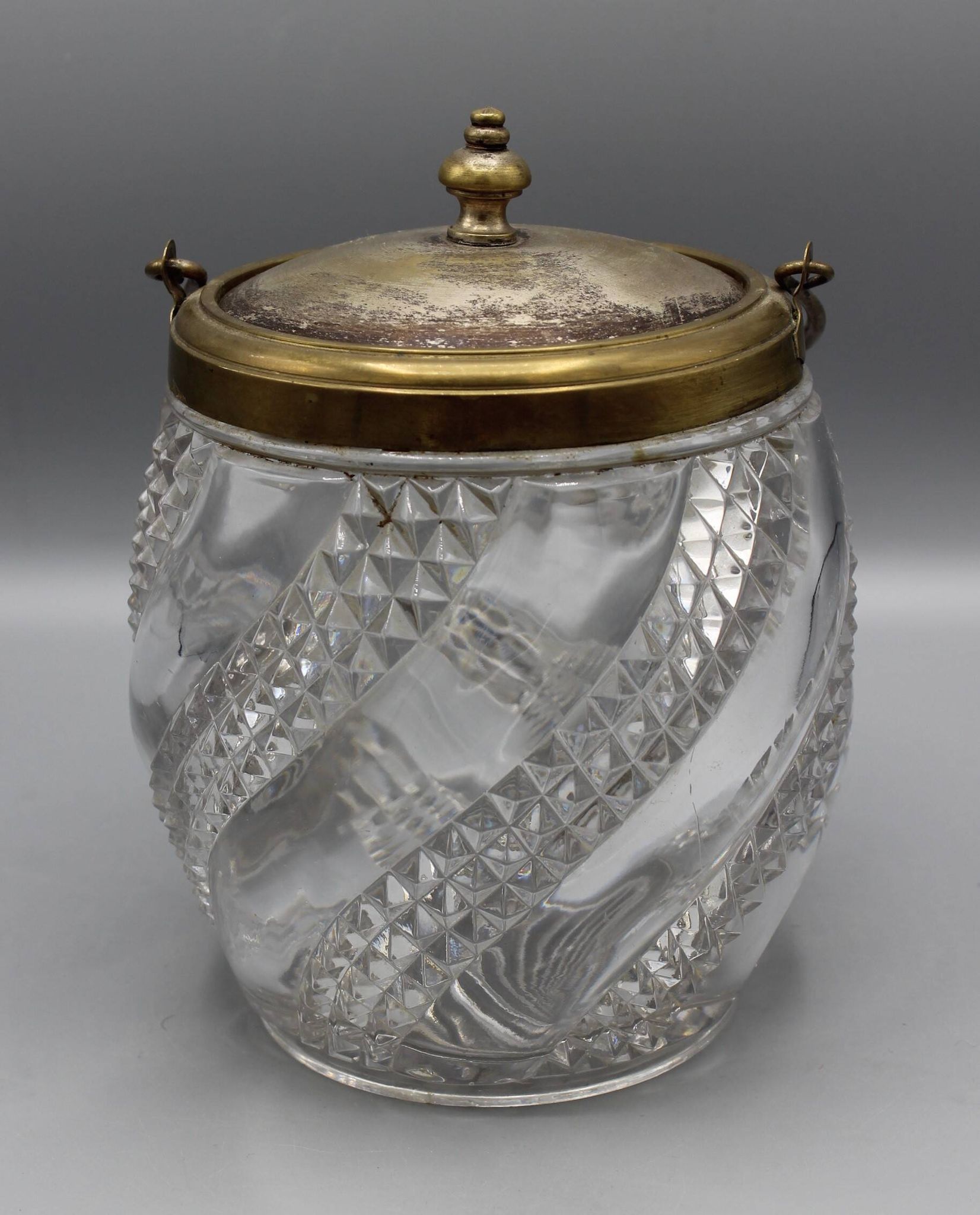 Old 19th century biscuit bucket - baccarat serpentine model
