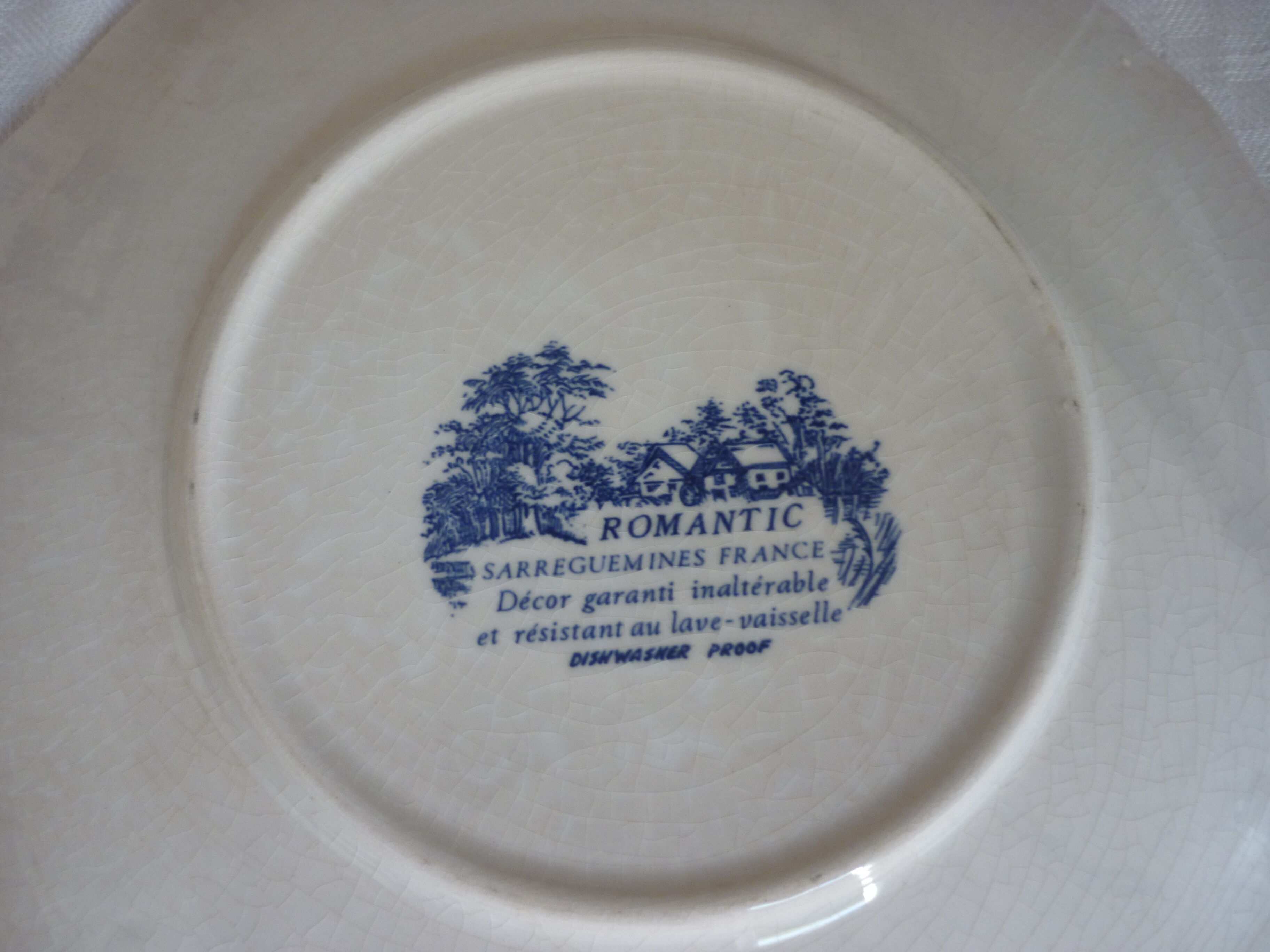 2 cups lunch earthenware of sarreguemines blue flowers