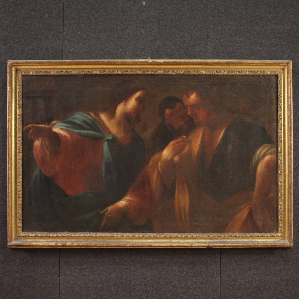 Great Italian painting from the 17th century, the Tribute Money