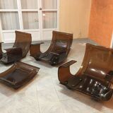 Marsala model armchairs and ottoman by Michel Ducaroy and edited by Ligne Roset in the 70s
