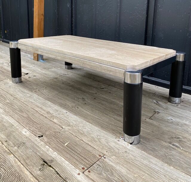 Table basse marbre perlato Roche Bobois vintage 1970