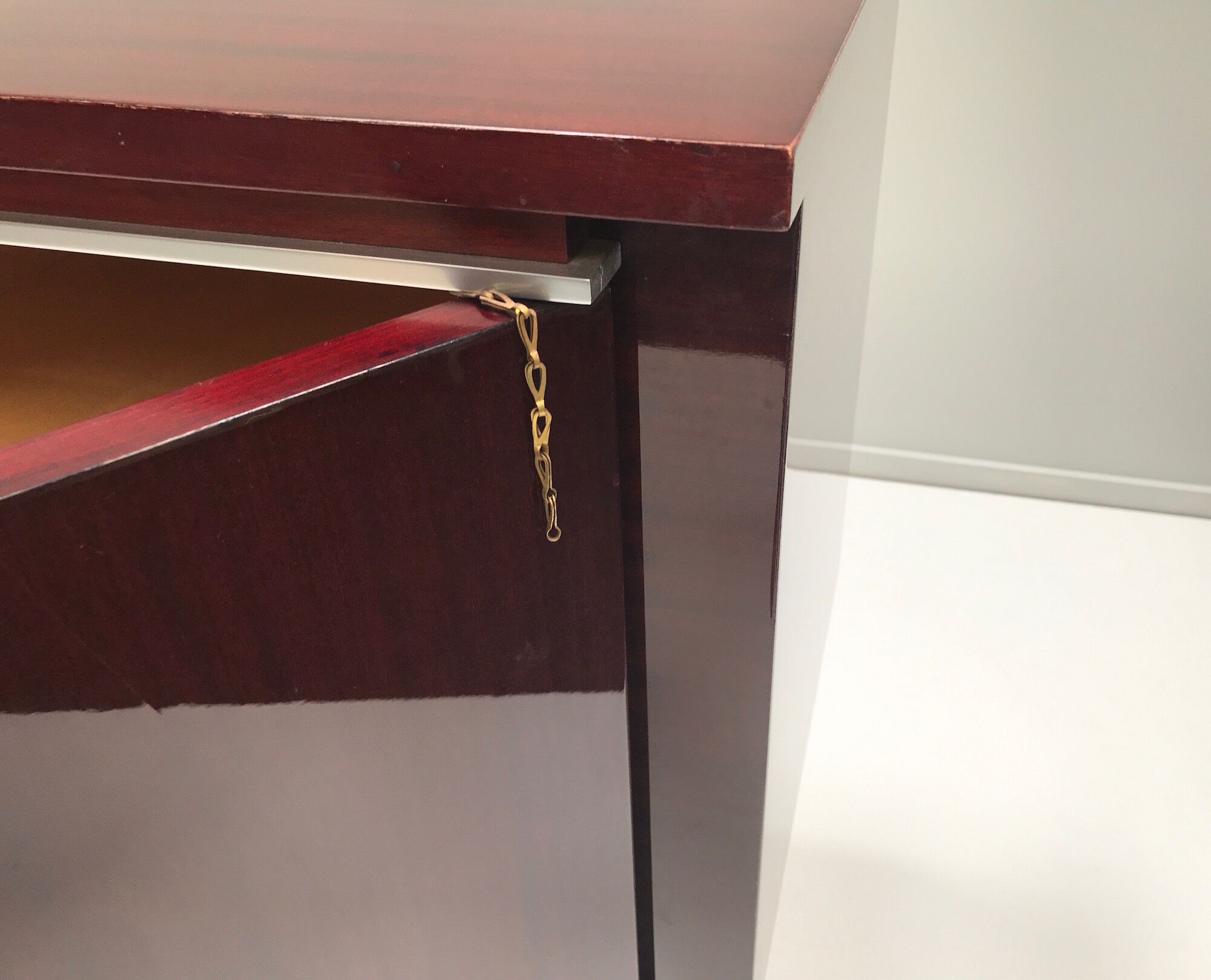 Belgian modernist long mahogany sideboard 1970s