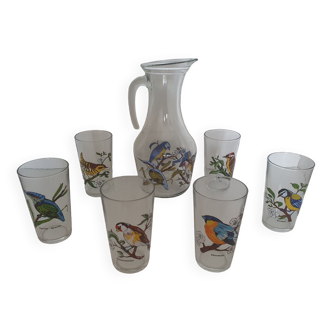 Carafe et verres VMC Reims oiseaux