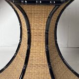 Coastal palm regency rattan bamboo side table or dining table base, France, 1970s