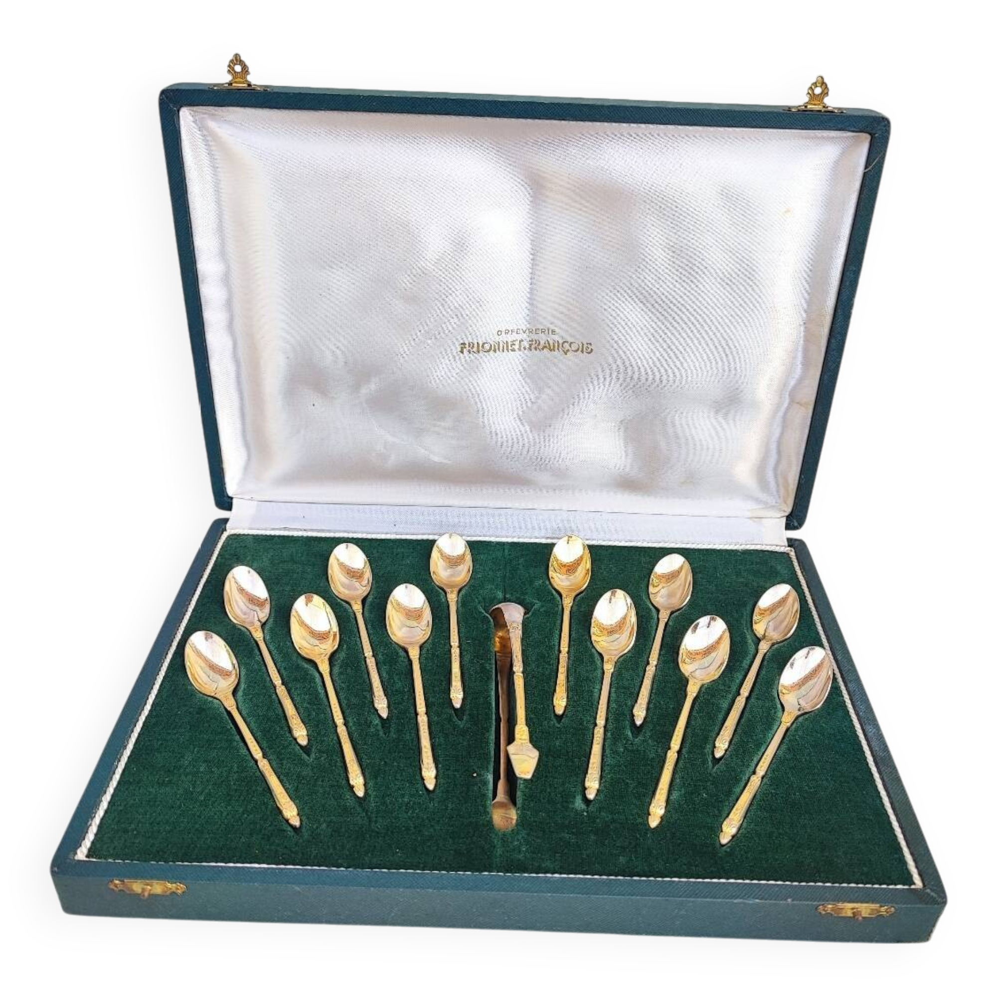 12 gilt metal teaspoons