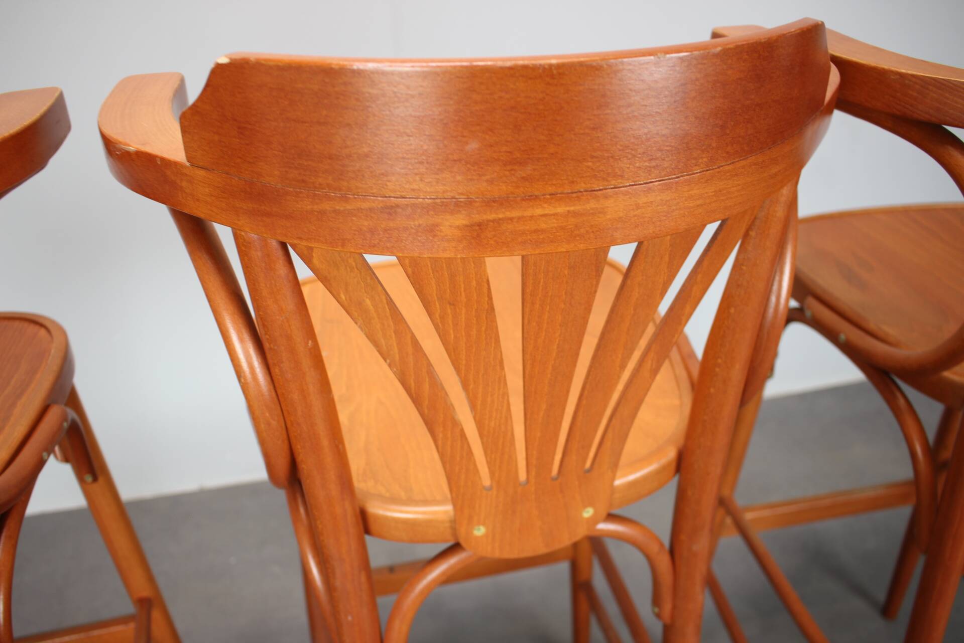 Set of 3 TON bentwood bar stools, Czech Republic, circa 1990.