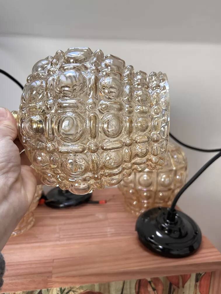 Set of three Scandinavian glass pendant lights