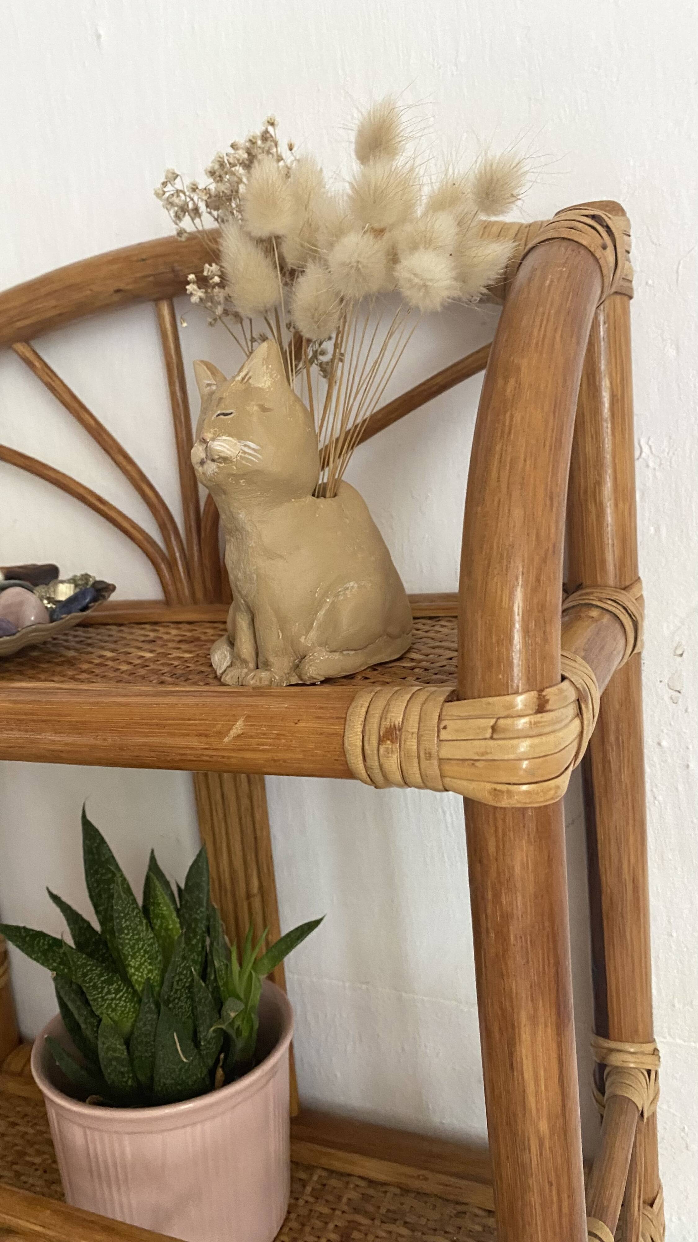 Vintage rattan wall shelf