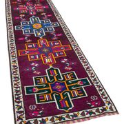 Handmade Distressed Oriental Multicolor Runner Carpet 90 cm x 332 cm