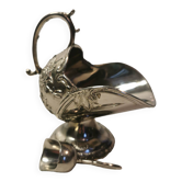 Sugar bowl in relief vintage silver, roses pattern and its spoon