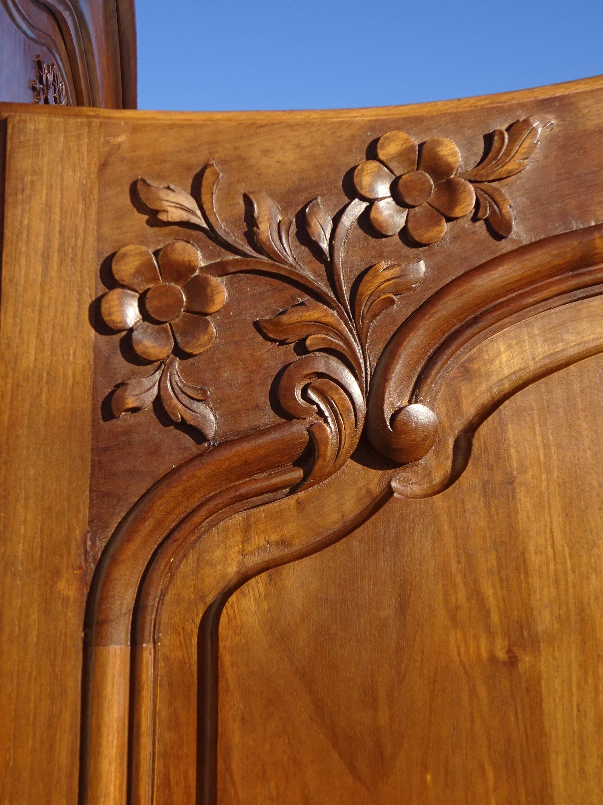 solid walnut wardrobe in Louis XV style