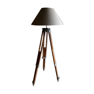 Wooden tripod floor lamp