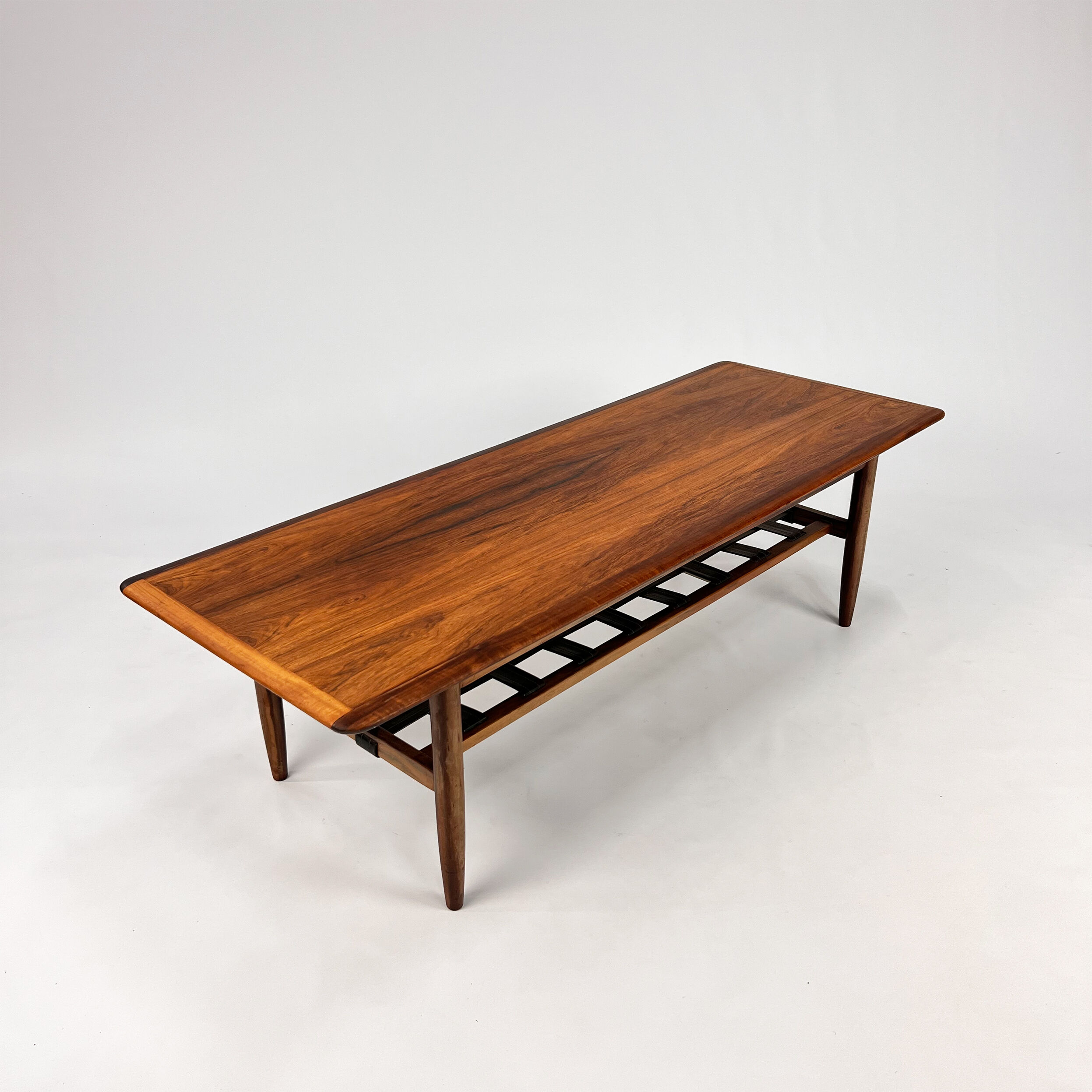 Table basse en palissandre et cuir du milieu du siècle par Topform, années 1960