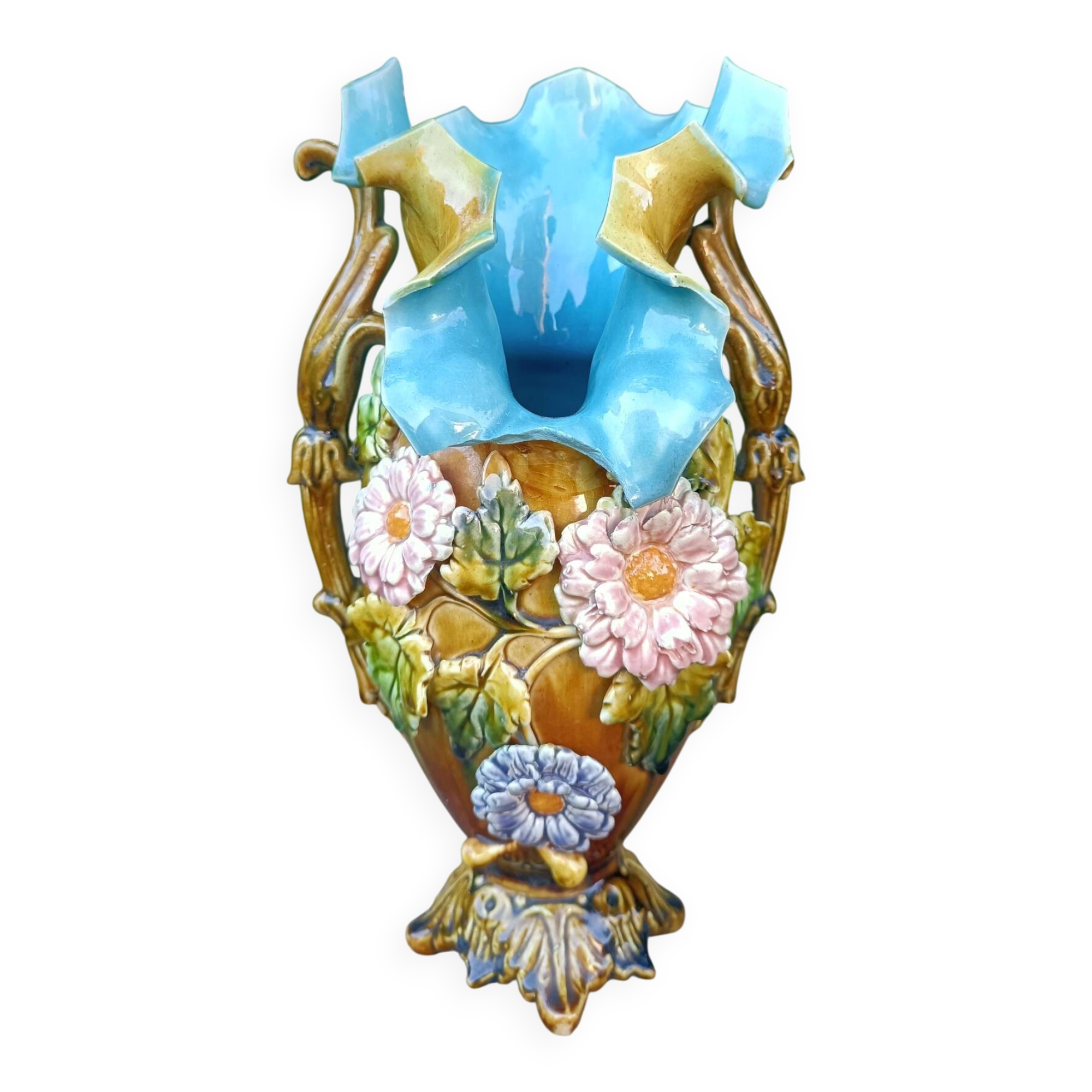 Barbotine vase late 19th century 💐