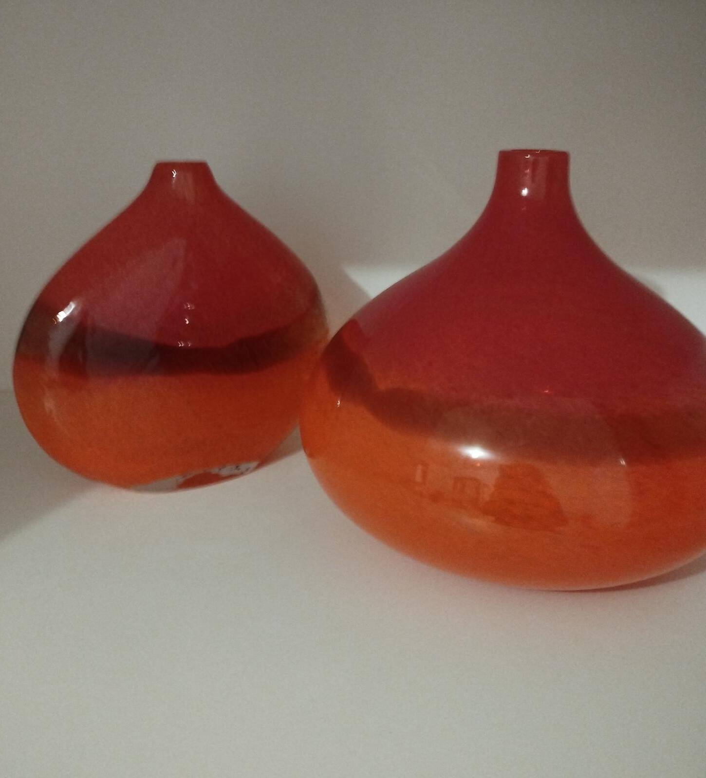 Pair or 2 glass paste vases from the 80s vintage.