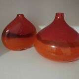 Pair or 2 glass paste vases from the 80s vintage.