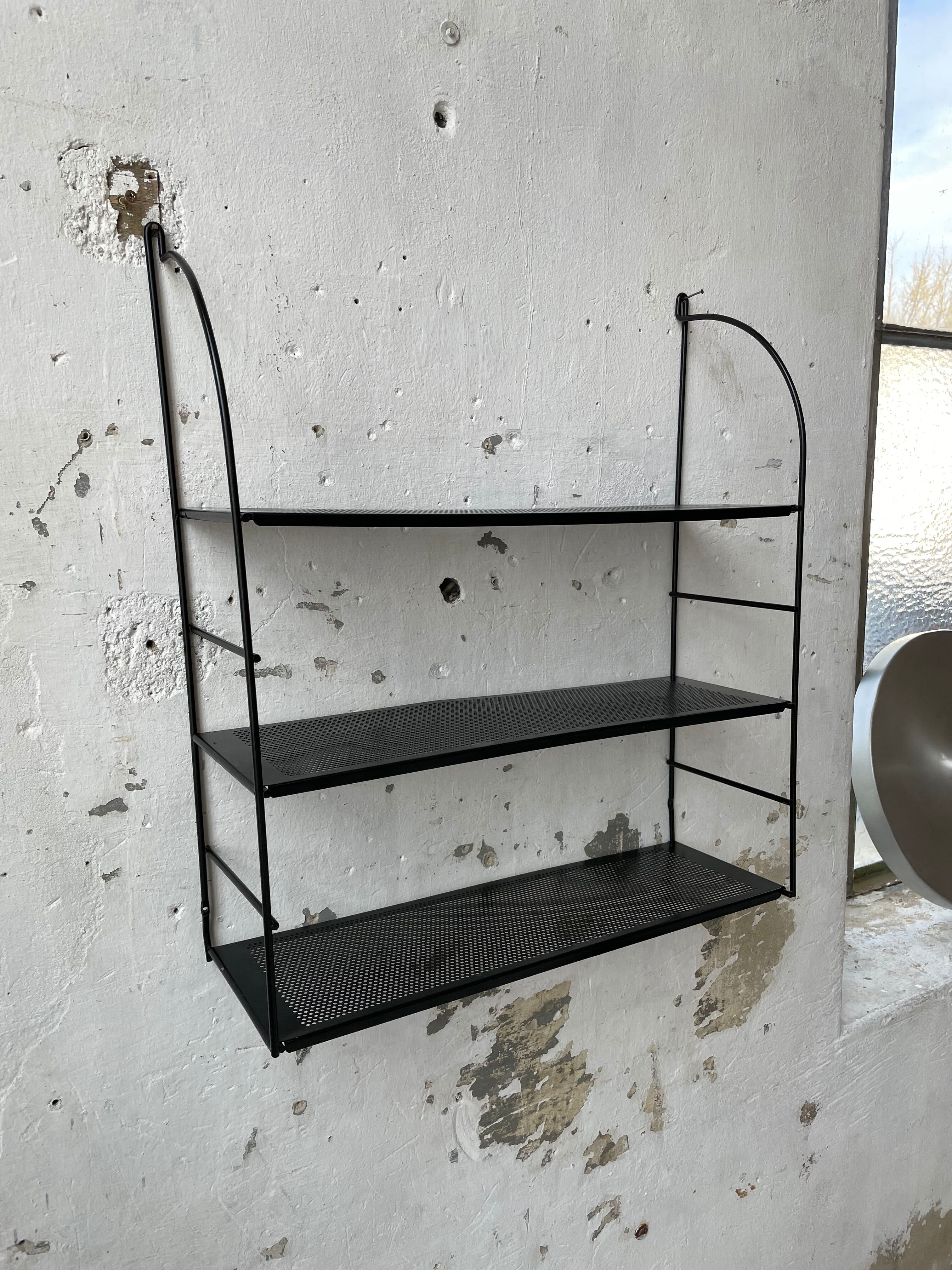 Black metal string shelf