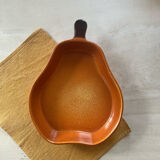 Flat oven pear-shaped orange ceramic