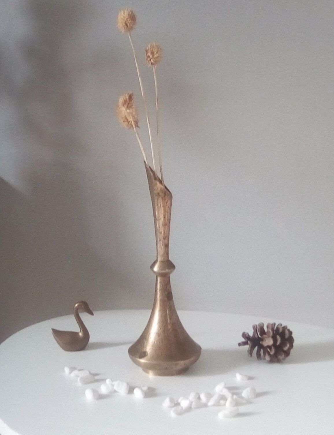 Vintage solid brass soliflore vase