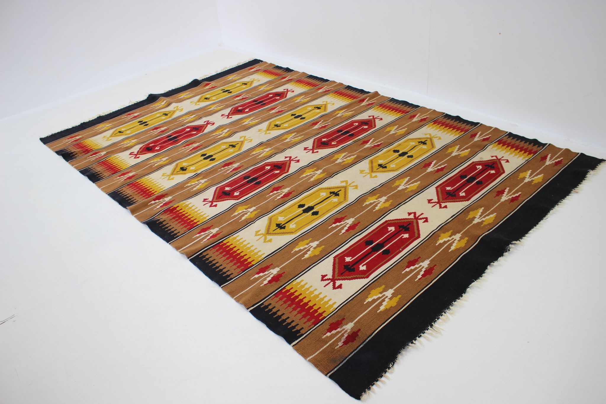 1960s Wool Kilim Carpet, Czechoslovakia