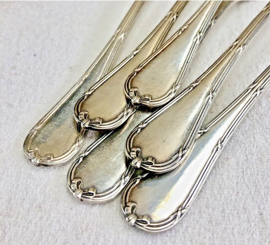 6 oyster forks Christofle crossed ribbons silver metal